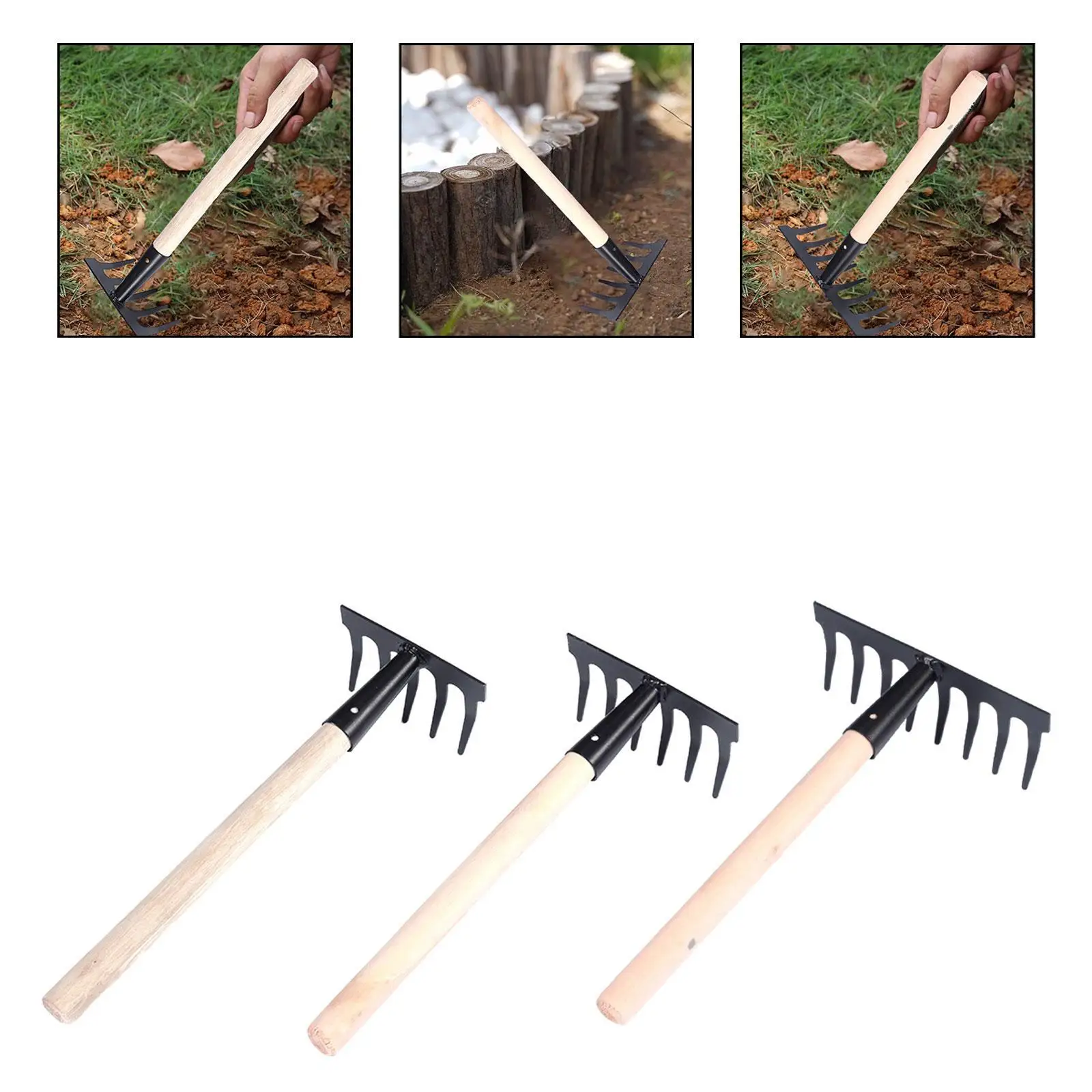 

Wooden Handle Rake for Lawn Care And Potted Plant Maintenance