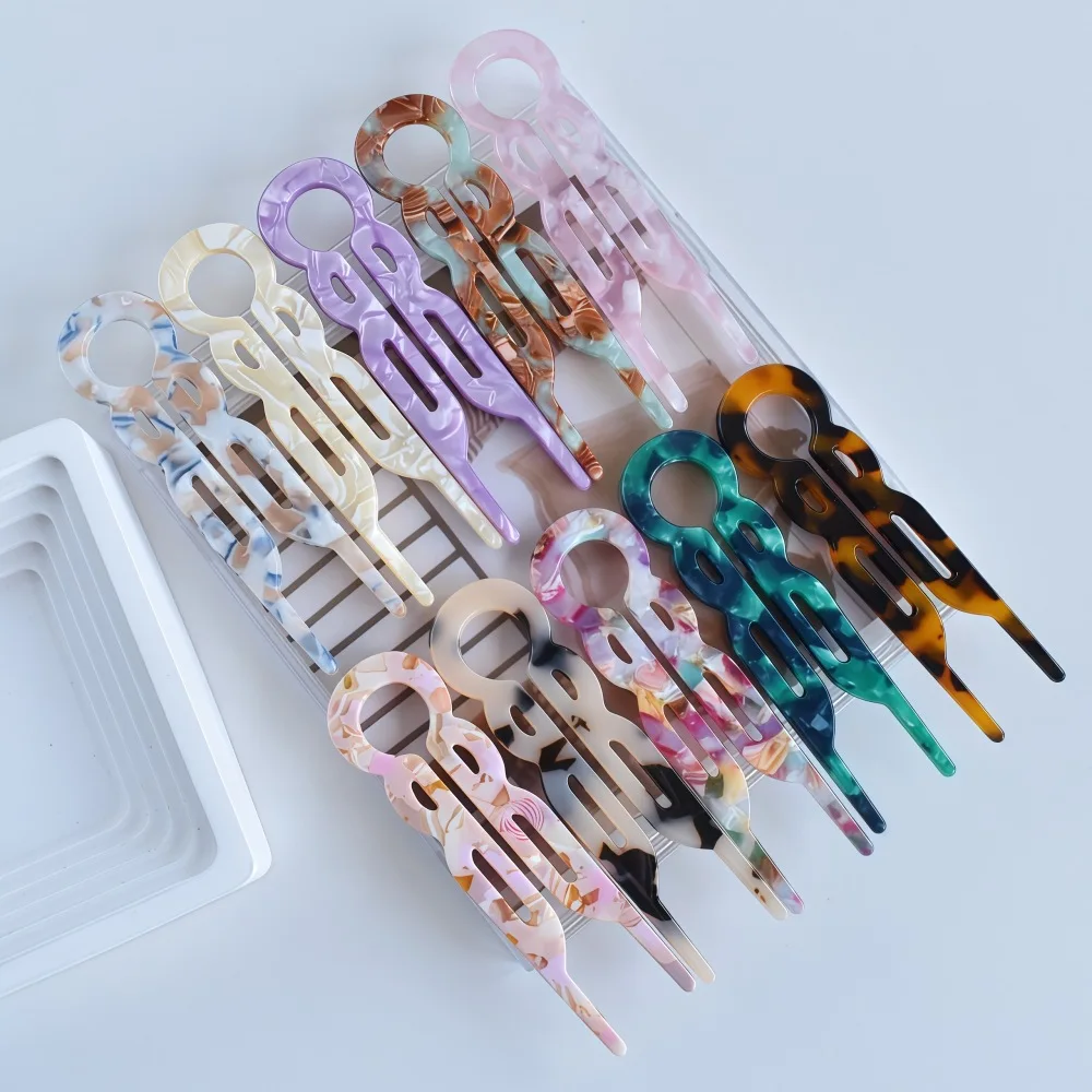 Women's Acetic Acid U-Pin Large Bun Hairpin New Chinese Hairpin Retro Elegant Bun Hair Tray Holiday Casual