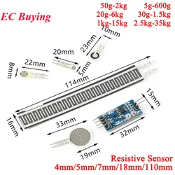 2Pcs/1pc Resistive Thin Film Pressure Sensor Flexible Force Sensitive Resistor Load Cell Converter Module 4/18/110mm For Arduino