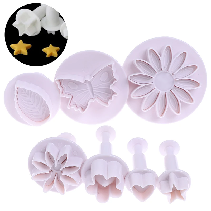 New Plastic Flower Fondant Cake Tools Sugar Craft Plunger Cutter Baking Cookies Mold