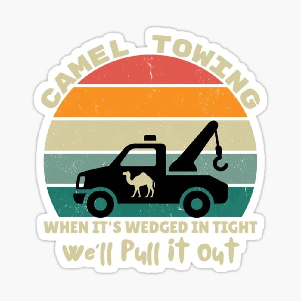 Camel Towing Retro Adult Humor Saying Funny Halloween Sticker for Laptop Decor Bedroom Car Cute Cartoon Art Fashionable Public S