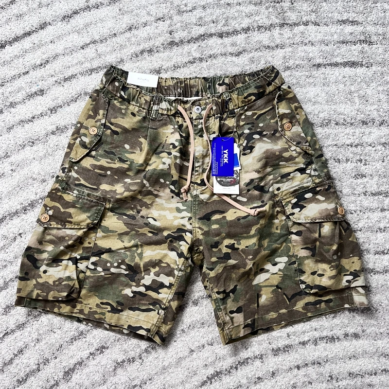 

High Quality Outdoor Pockets Camouflage Cargo Shorts for Men Cityboy Loose-Fit Retro Distressed Mid-Length Streetwear Summer