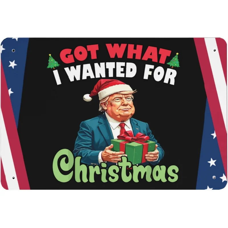 

Got what I wanted for Christmas, Trump 2024, hanging signs, coffee shops, bars, home decor, 30x20x2cm