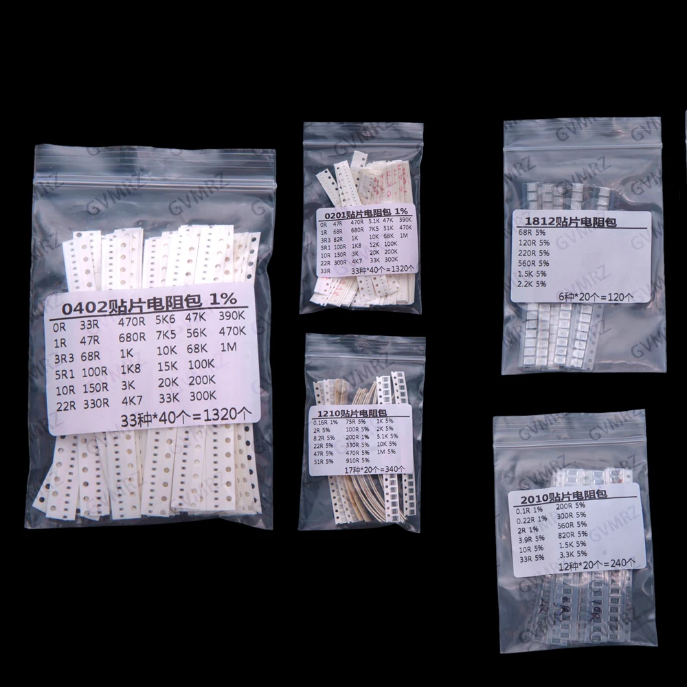 33/17/12Values 1k 2k 3k 4k 5k 0603 0402 0201 2010 1812 SMD resistor sop Each 50PCS Each 25PCS 1k 2k 3k 4k 5k