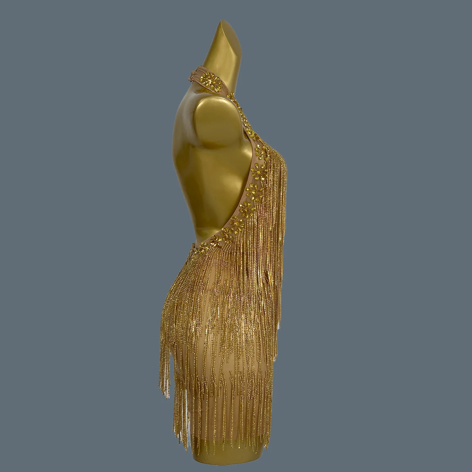 

Latin Dance Gold Fringe Dress for Women Rumba Chacha Tango Practice Clothes Adult Children Latin Dancing Wear Outfit Tiaogao