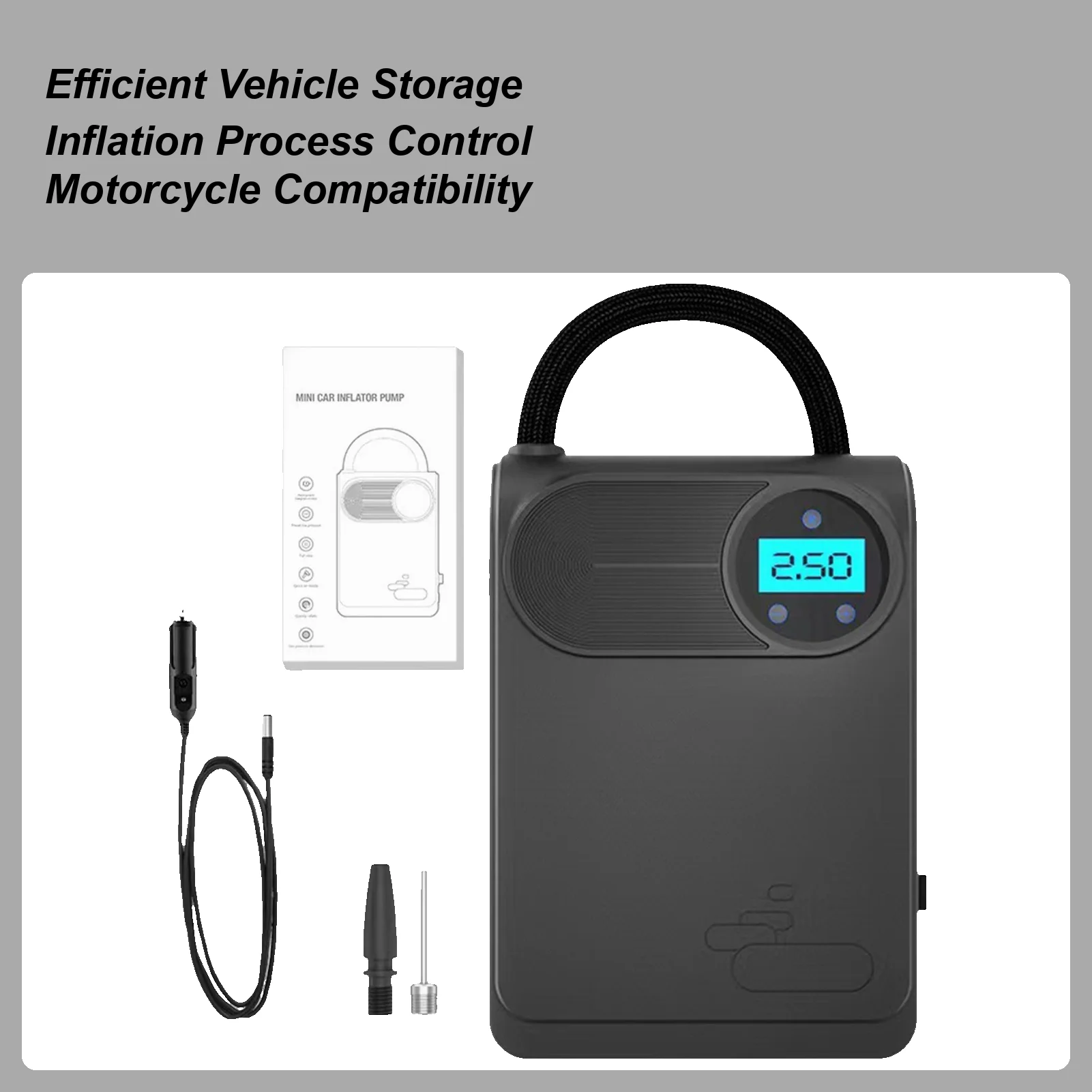 

Накачитель шин с цифровым дисплеем, проводной автомобильный инструмент для накачивания, умный воздушный насос для автомобильных шин, мотоциклов, велосипедов