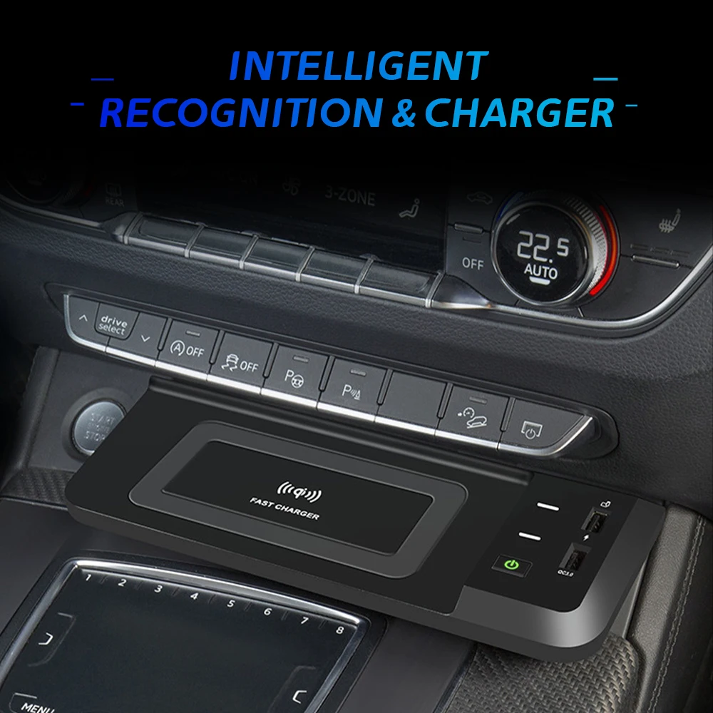 For Audi Q5L Q5 Sportback SQ5 - Phone Charging Pad Panel with Holder Accessories 15W Fast Wireless Car Charger