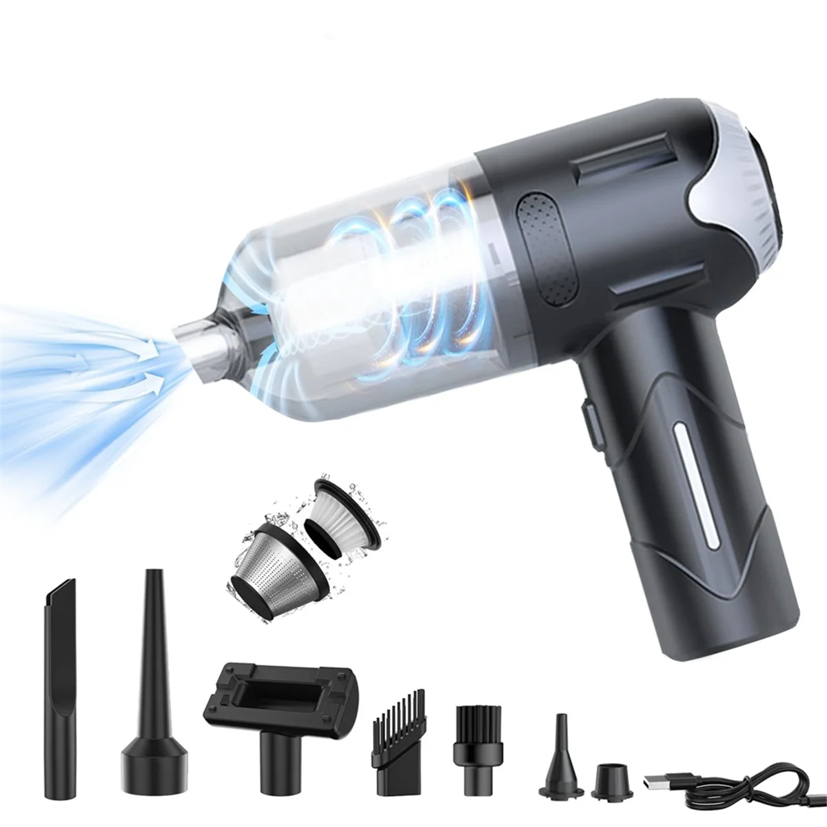 

3-In-1 Handheld Vacuum Cleaner Wireless, 8000PA ,USB Rechargeable Portable Light Weight Mini Vacuum Cleaner