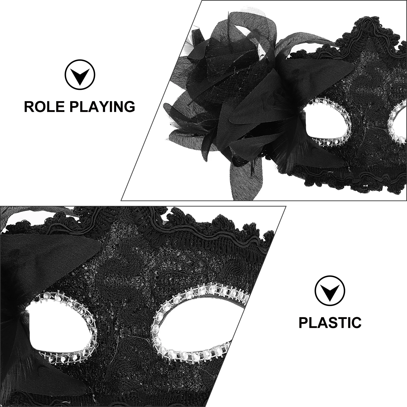 

2Pcs Princess Masquerade Masks Elegant Party Face Decorations Embroidered Prom Masks for Women Ladies Face Props