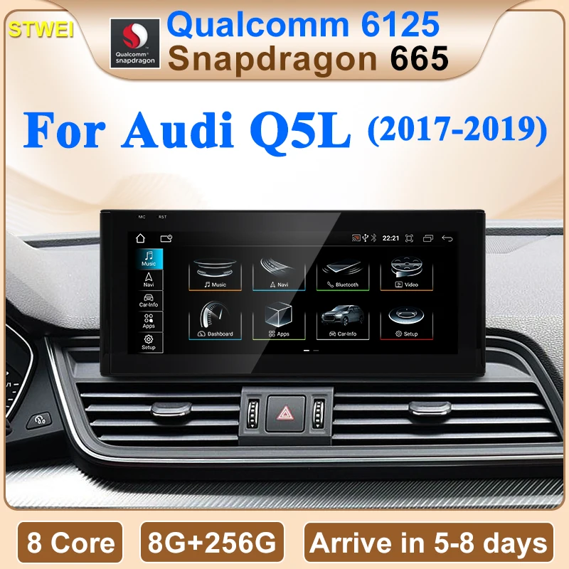 STWEI Qualcomm Snapdragon 8G 256G Android14 10.25 12.3inch Wireless Carplay AUTO For AUDI 2018-2021 Q5 Car Video Players Screen