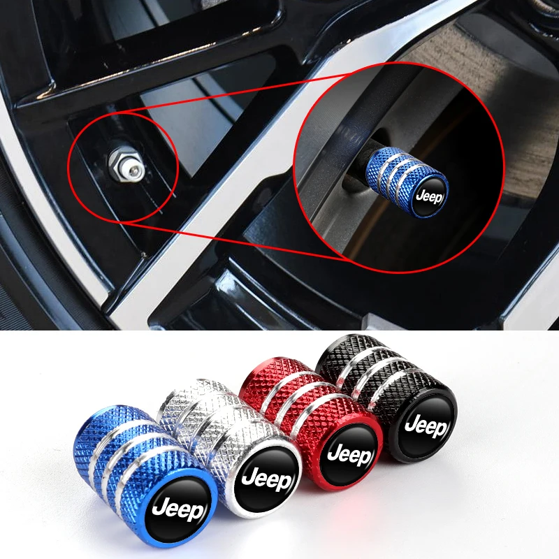 Car Dustproof Caps Tire Wheel Stem Air Valve Caps For Jeep Cherokee Compass Patriot Renegade Wrangler Liberty Trailhawk Rubicon