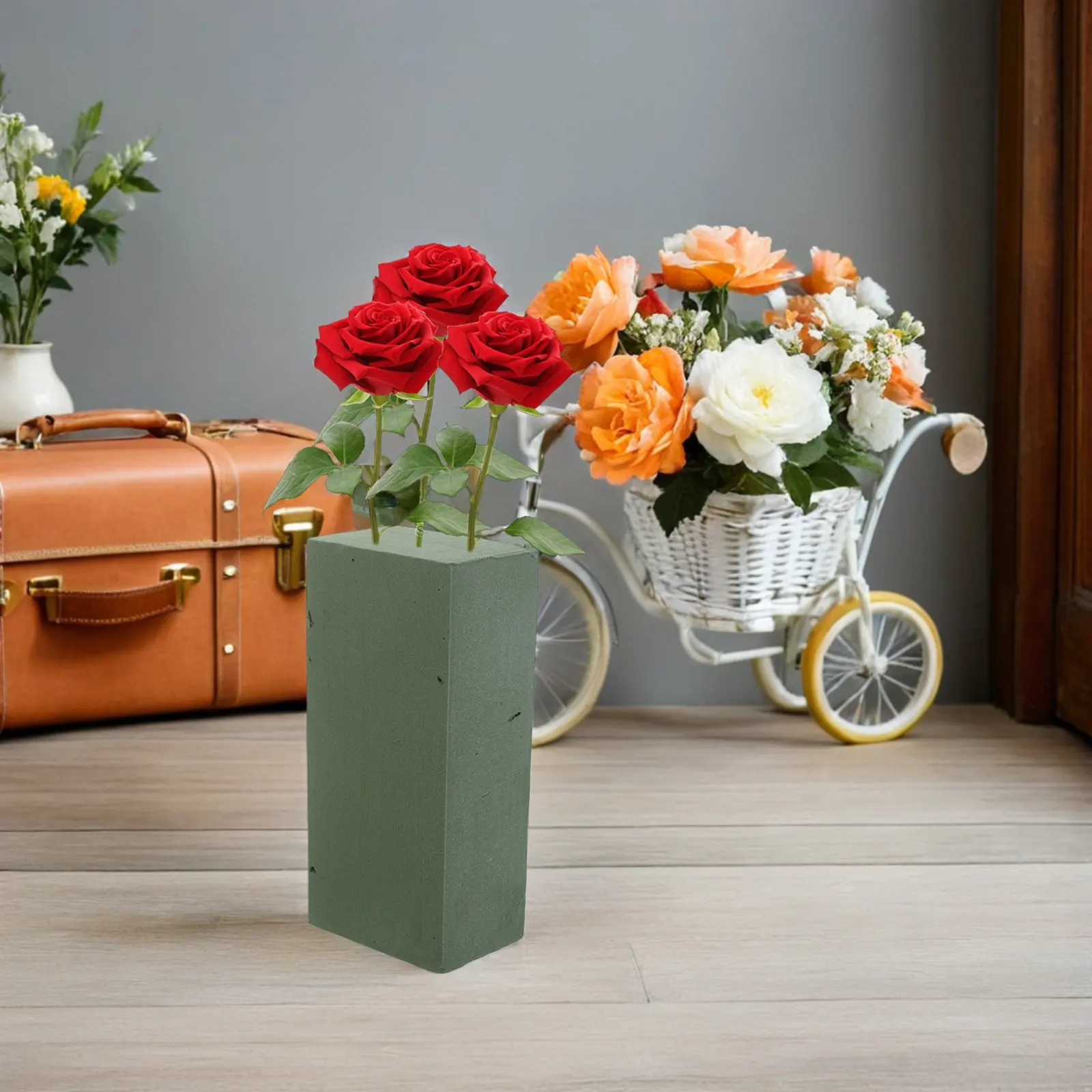 10Pcs Green Floral Foam Rectangular Blocks 9x4 Inch Wet Dry Flower Arrangement Base for Wedding Vase Bouquet DIY Crafts