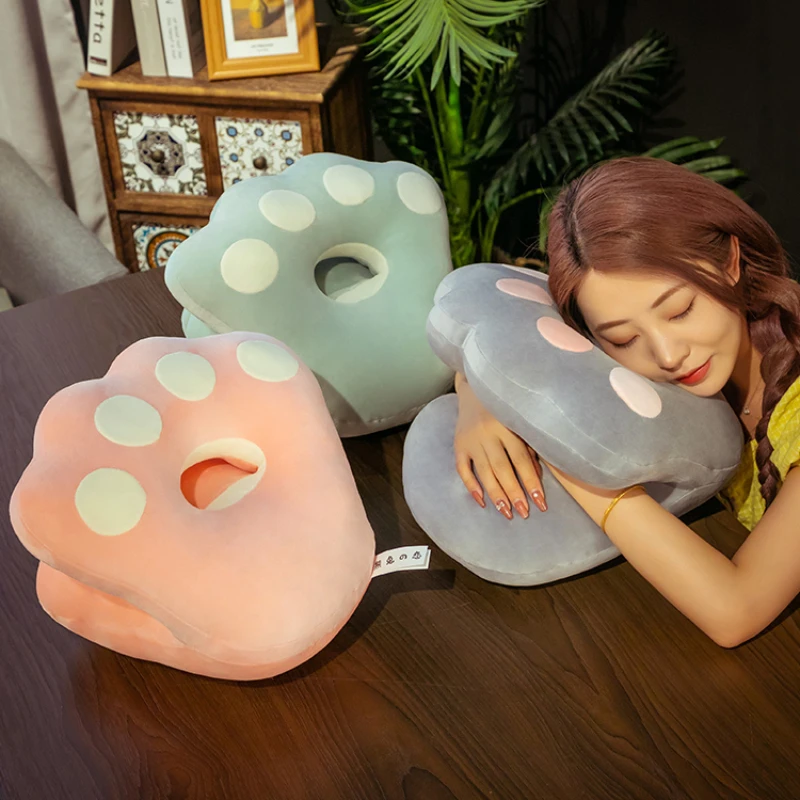 

Pillow Push Pp Cotton Two-in-One Cute Cat Claw Nap Pillow Office Girl Cushion Student Sleep with Face down Simple Modern Medium