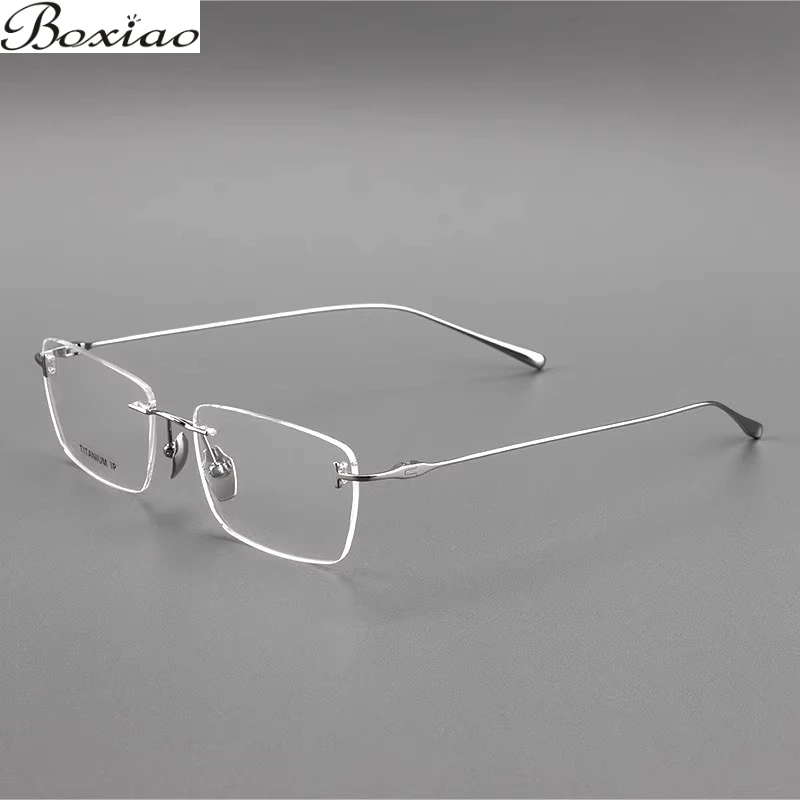 Shenzhen High-quality Pure Titanium Glasses Frame Frameless T-shaped Temples Unisex Business Advanced Sensing Glasses 5678