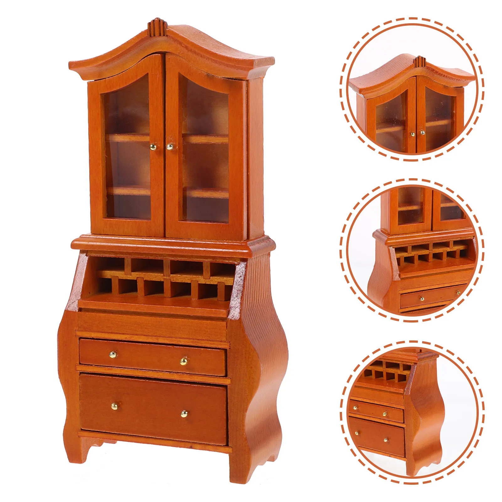 

Miniature Wooden Bookshelf Mini House Furniture Accessory Realistic Book Storage for 1 12 Scale Miniature Room Decor Natural