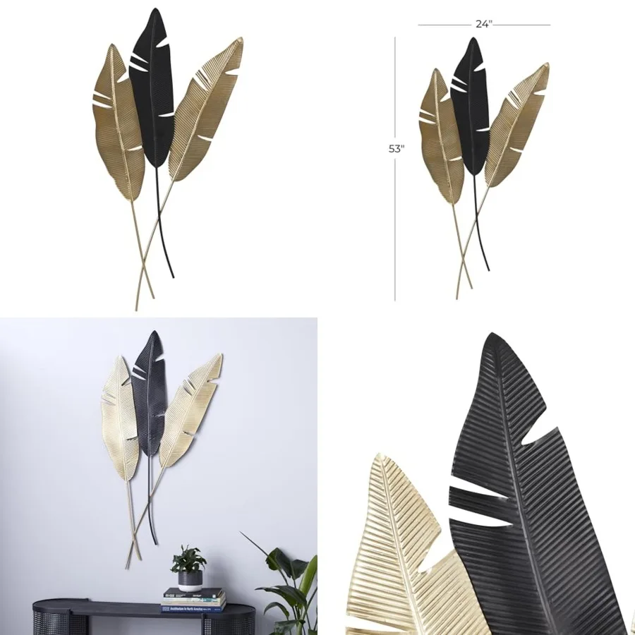 

Metal Leaf Wall Decor 24" x 1" x 53" Gold