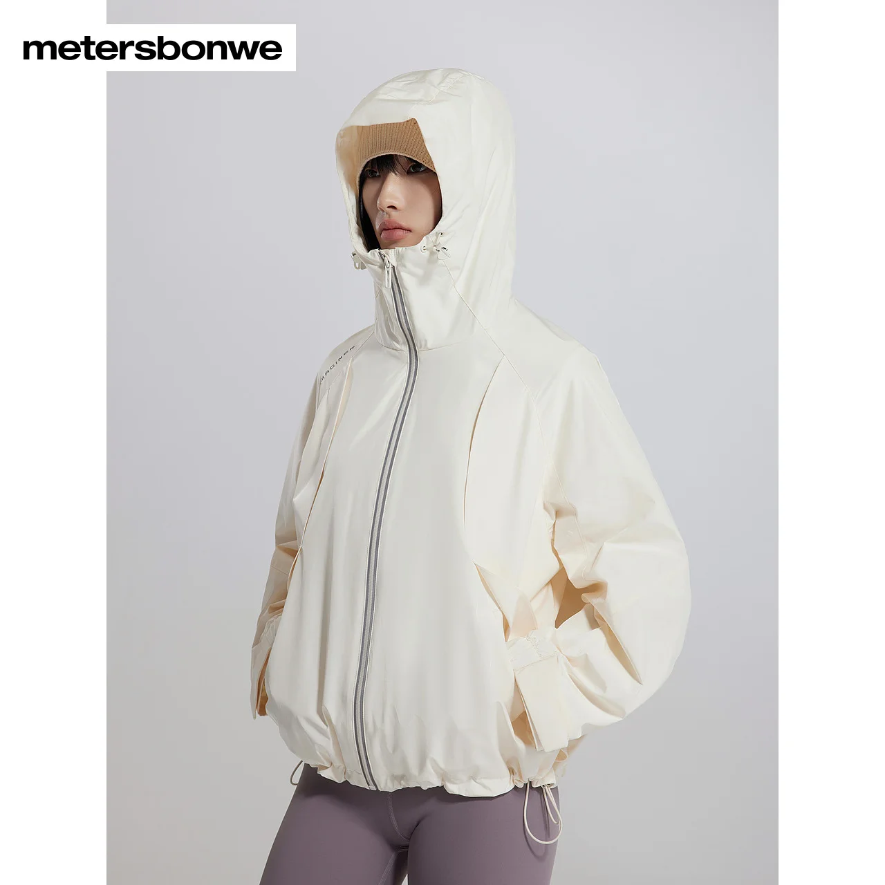 

Metersbonwe-Women's Waterproof Hardshell Jacket Ultra-Loose Adjustable Cap Mouth Daily Life And Light Outdoor Spring Autumn