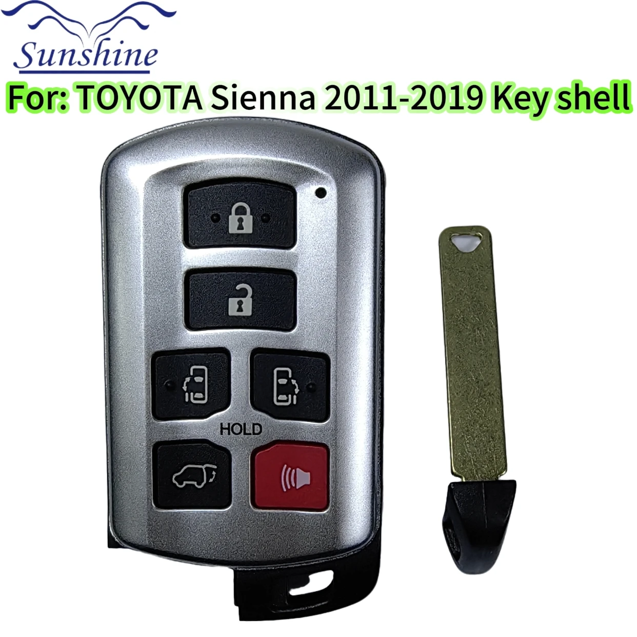 

Sunshine 6-кнопочный необрезанный клинок — брелок для Toyota Sienna 2011-2017 2018 2019 2020 Smart Prox, чехол с дистанционным управлением