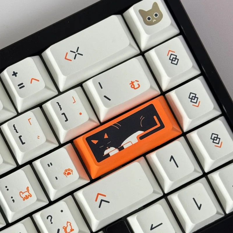 Imagem -02 - Keycap do Tema do Gato para o Teclado Mecânico Pbt Sublimação Térmica Perfil Original da Cereja Presentes Personalizados 126-chave