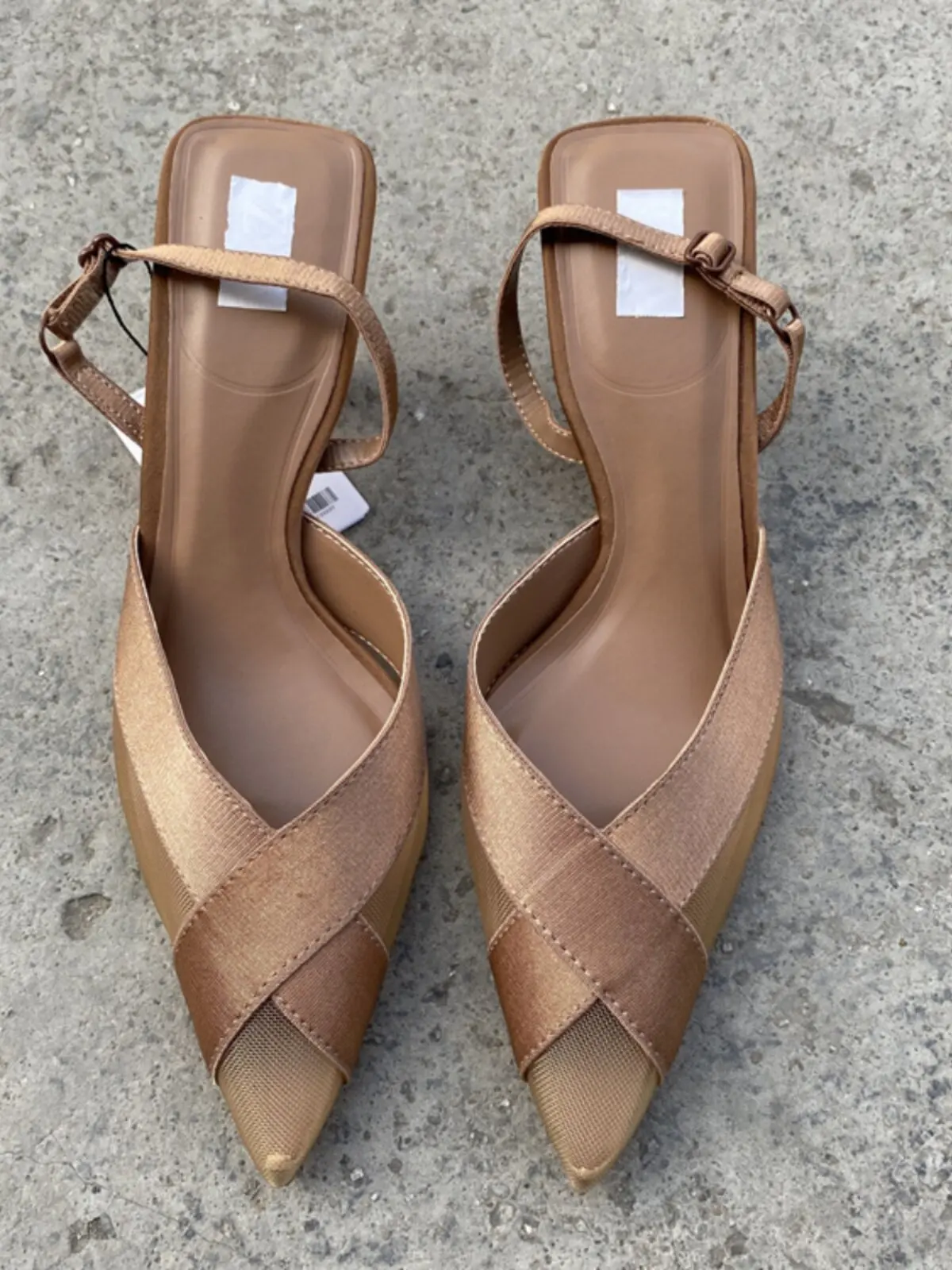 Summer French Pointed Head Temperament Versatile Cross Mesh Stiletto High Heels Ladies Elastic Back Strap Women's Sandals