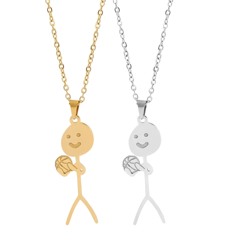 Smiley-Face Necklace Matchstick Sweater Chain Playing Ball Pendant Choker Necklace Fashion Elegant Jewelry Ornament