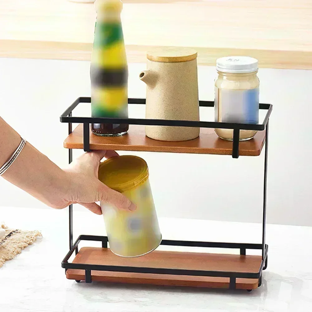 

Sturdy Stylish Wood Storage Rack For Efficient Organization Home Tea Cup Rack Coffee Spice Rack Desktop Storage Rack