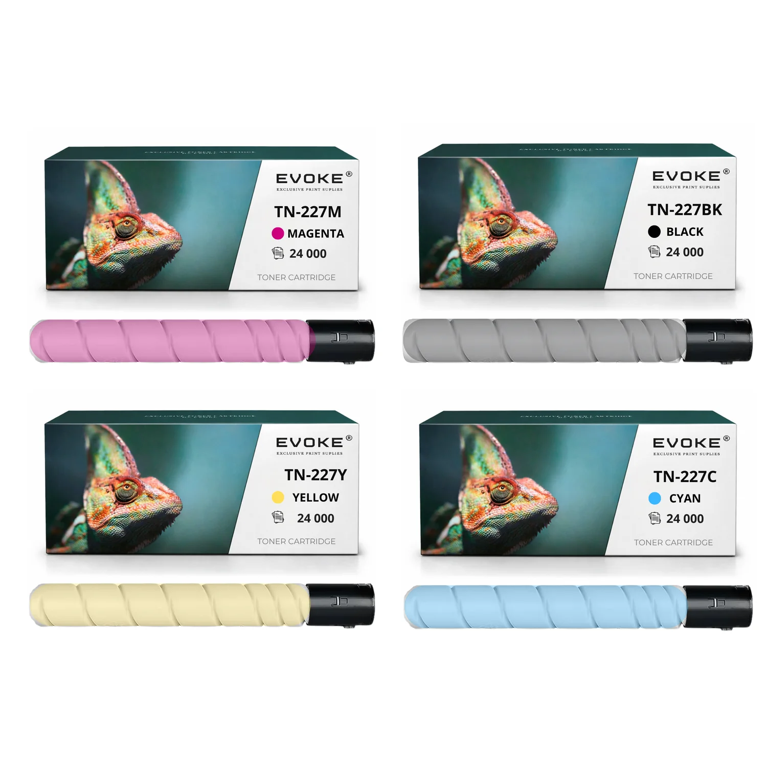 Evoke compatibele toner voor Konica Minolta Tn-227 Tn227 4X Cmyk: Zwart, Cyaan, Magenta, Geel 96000 pagina's Bizhub C257I