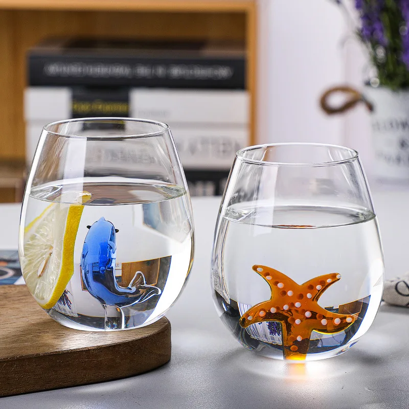 Giemza Glas für Wein 3d Pflanze 1pc Wal Korallen hai Kaktus ein schicht ige Glaswaren Trink geschirr Becher Wasser gläser Barware