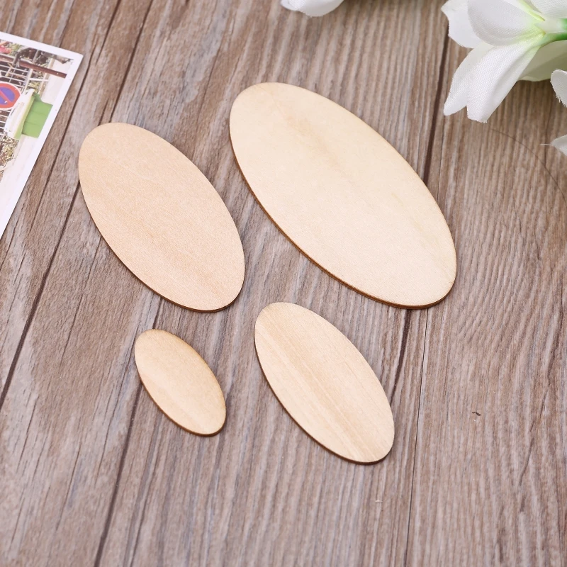 10/20/30pcs Oval Wooden Slices Chips Unfinished Cutout Name Tags DIY Scrapbooking Arts Crafts Projects Dropshipping