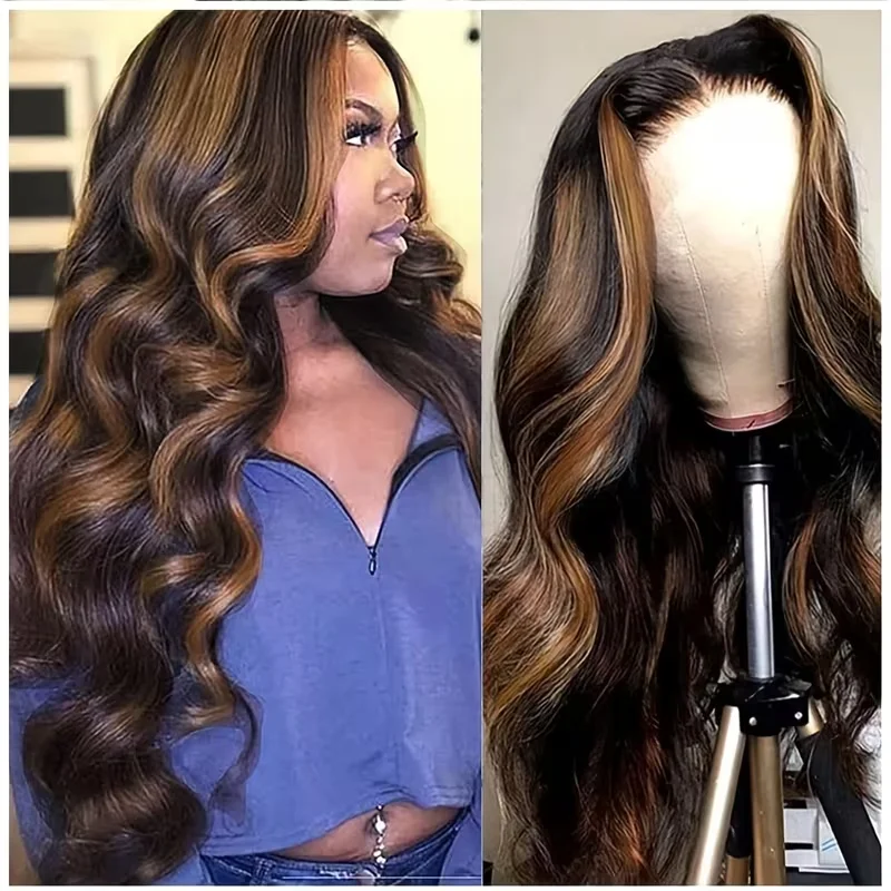 1B30 Highlight Body Wave Human Hair Wigs 13x6 13x4 Hd Lace Front Wig Brazilian Loose Body Wave 4x4 5x5 Pre Cut Lace Glueless Wigs image 3