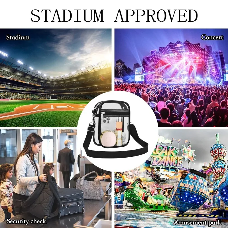 Clear Crossbody Bag Transparent Shoulder Purse With Zipper Adjustable Strap For Concert Stadium Event Travel Daily Use For Women