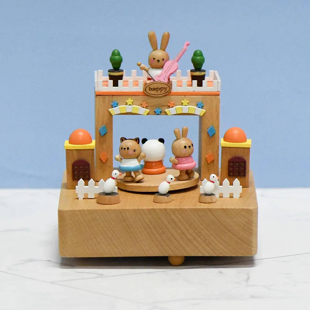 

Custom Universal World 80 Days Decoration Gifts Wooden Music Box For Friend Gift