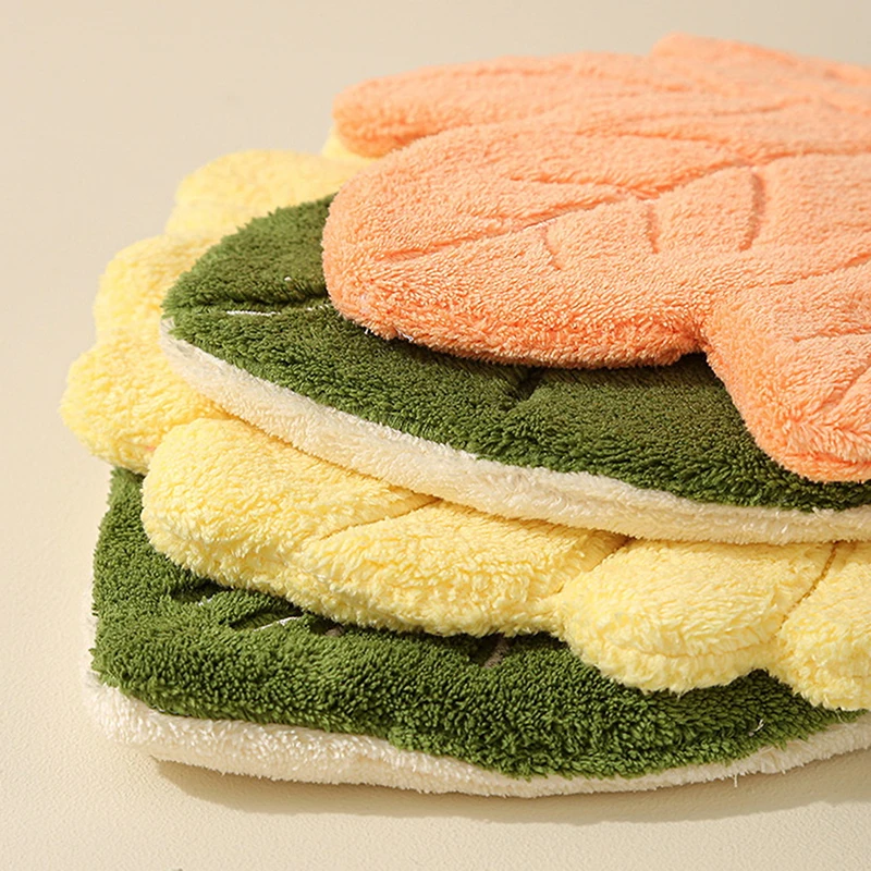 1 pezzo di foglia asciugamano in pile di corallo asciugamano spesso assorbente appendibile fazzoletto morbido di lunga durata asciugamano da cucina