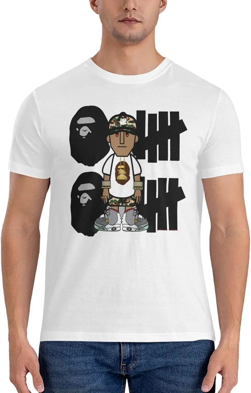 Summer Men'S Shirt Front Camouflage Print Ape Short-Sleeved T-Shirt