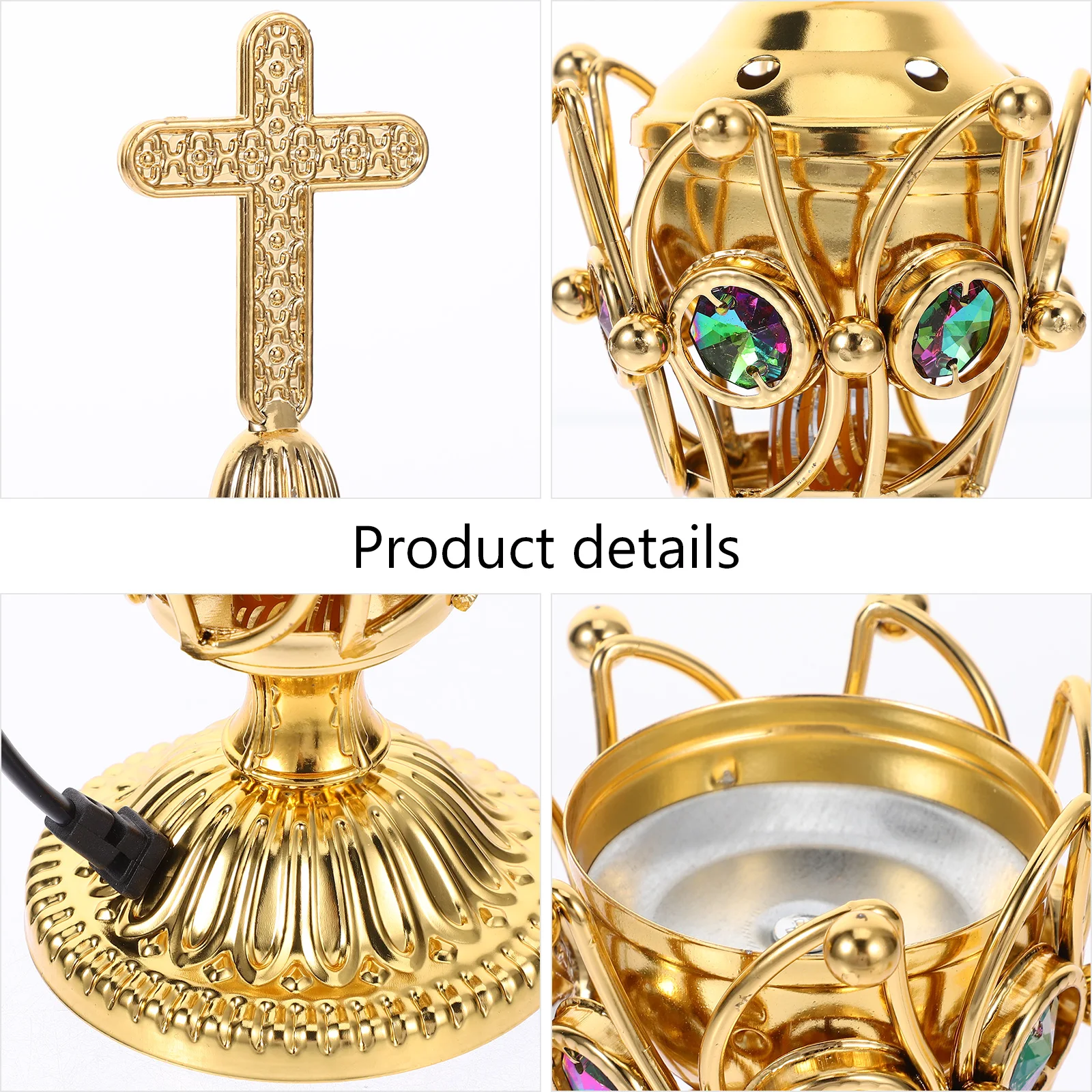 

Metal Incense Burner Aroma Stove Censer Holder Portable Vintage Electric Burner Ornament Home Aromatherapy Bedroom Living Room