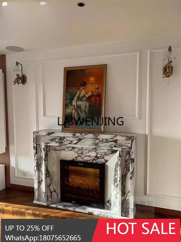 

HLZ marble natural white mantel French stone carving, living room decorative cabinet