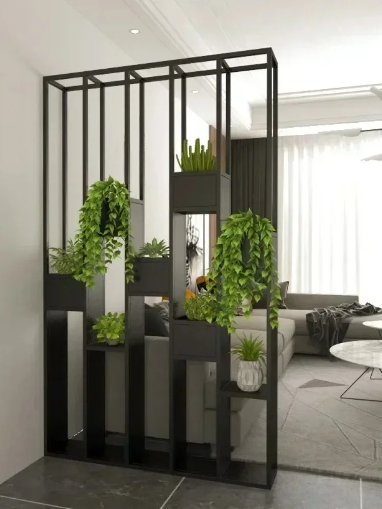 Modern Iron Home Living Room Partition Screens Storage Shelf Multi-Functional Flower Stand Room Divider Restaurant Decoration