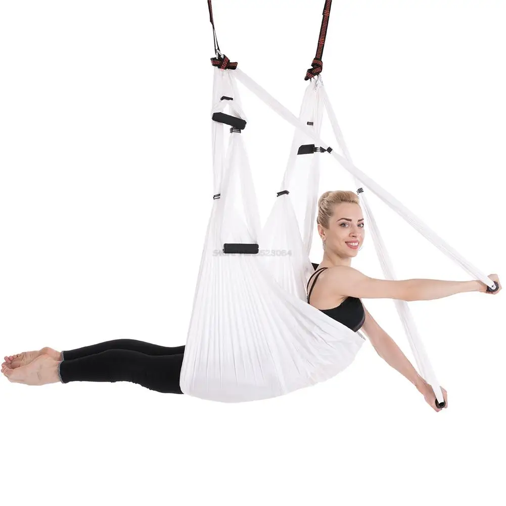 Anti-gravity Aerial Yoga Hammock 6 Handles Flying Yoga Swing Hanging Belt Inversion Device Equipment for Body Shaping Exercises