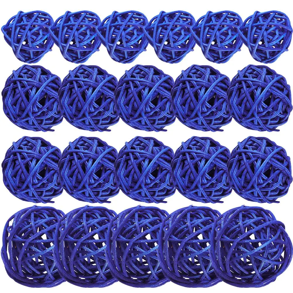 

30 Pcs Rattan Balls Wicker Decorative Bowls Fillers Blue Bathroom Vase Halloween DIY Christmas Wedding Party Festival Layout