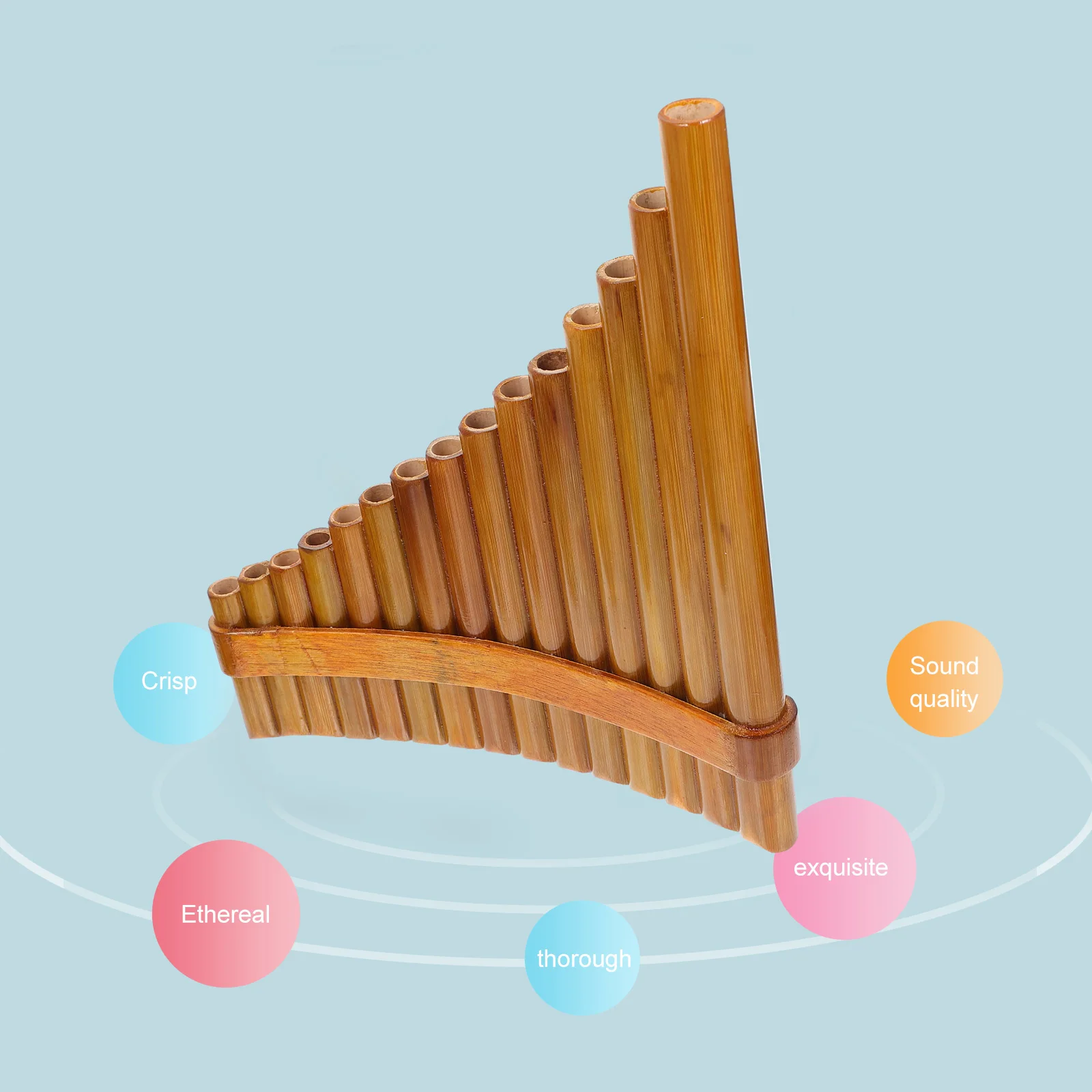 

15 Pipe Bamboo Pan Flute Musical Instrument Beginner Student Portable Panpipe Medium G Tone Smooth Surface Safe Tasteless
