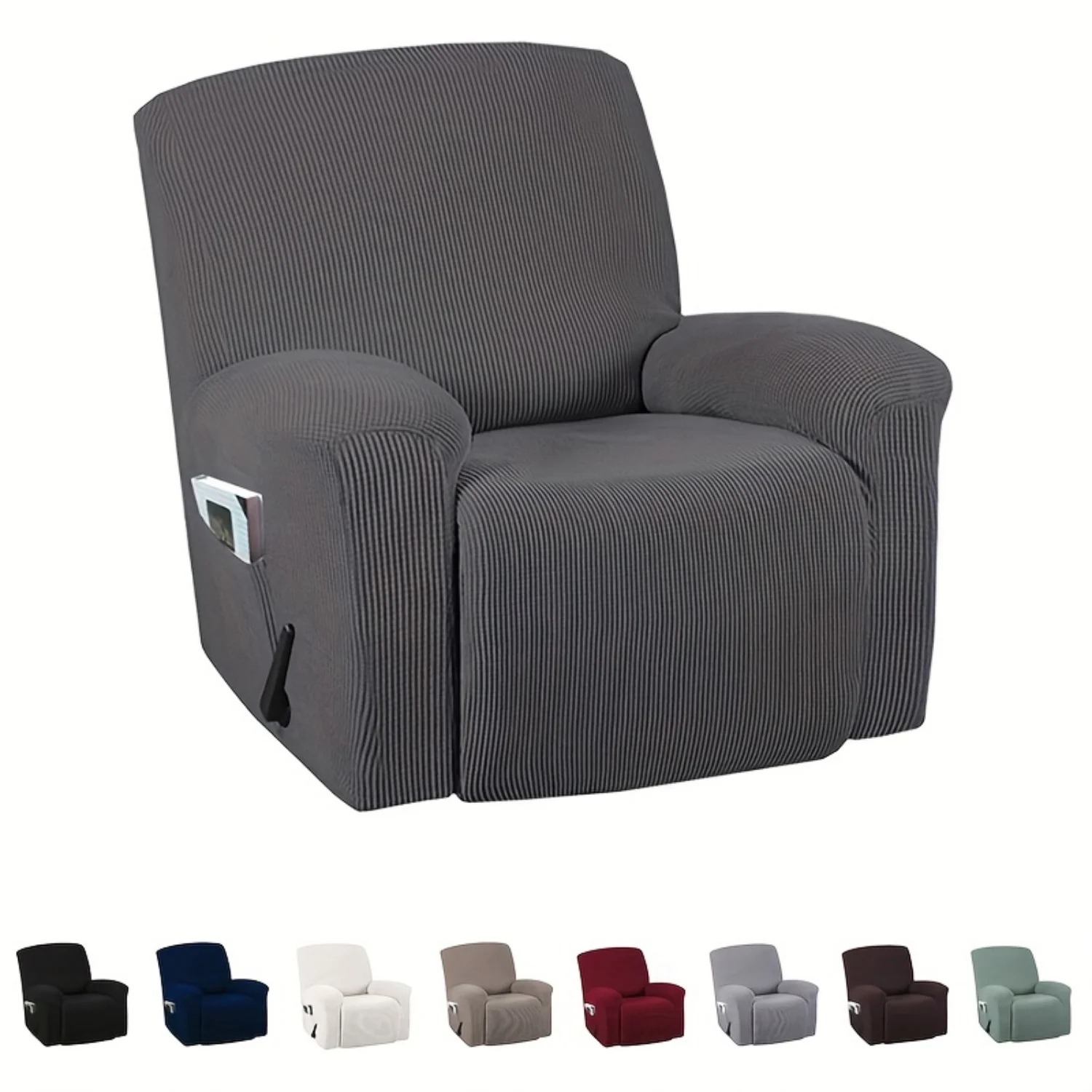 4pcs/set Stretchable Sofa Slipcover - Elastic Armchair Cover with Pocket | Washable Spandex Protector for Living Room and Bedroo