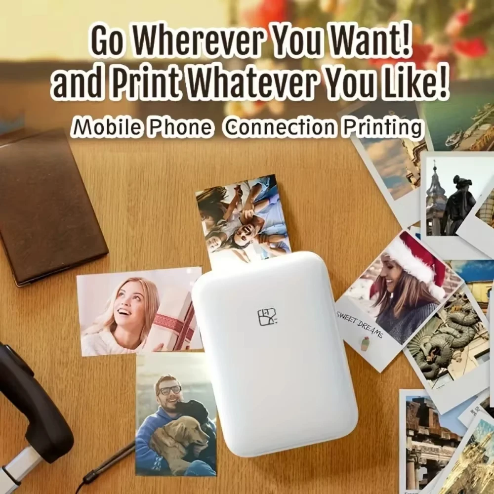 Portable Wireless Photo Printer Compatible With IOS/Android Wireless Devices, ZINK Printing, Portable Pocket Smart Printing