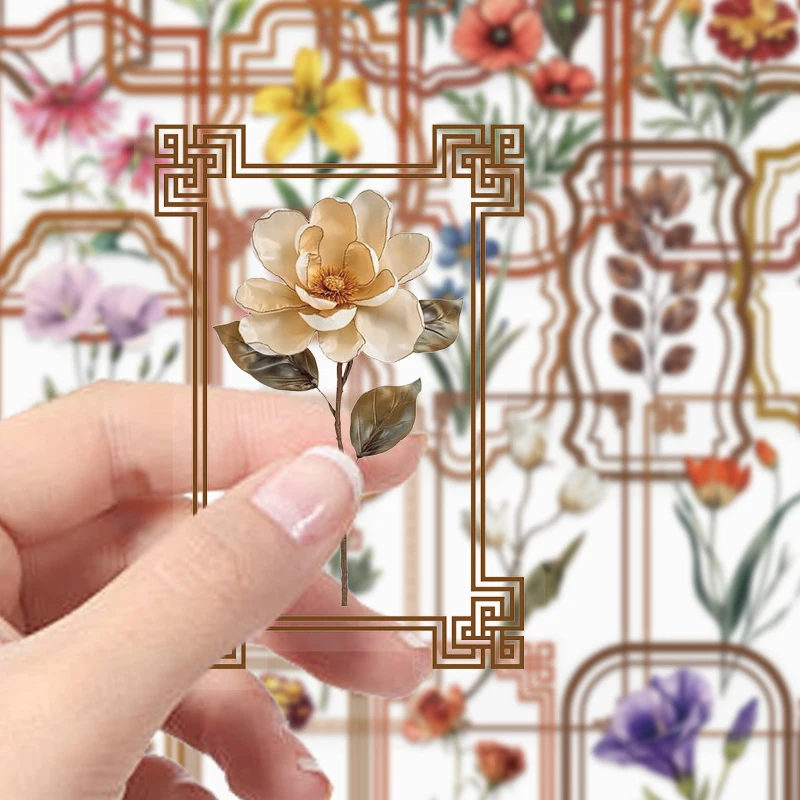 

50PCS Vintage Floral Plant Stickers Creative Aesthetic Decals for Hand Account Journaling Label Decor Kids Gifts