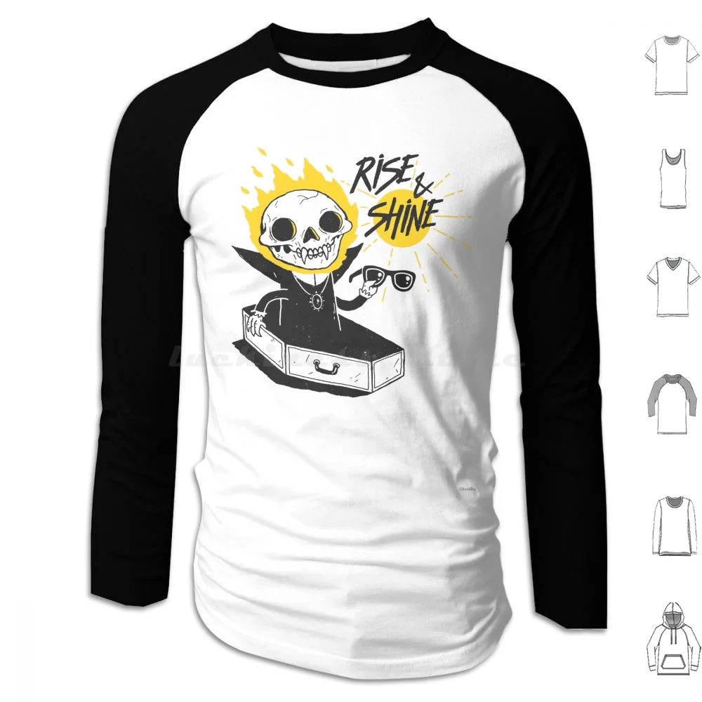 

Толстовка с капюшоном Rise And Shine, хлопок, с длинным рукавом, Дракула, вампир, летний монстр, жуткое солнце, гроб, череп, черепа, ужасы