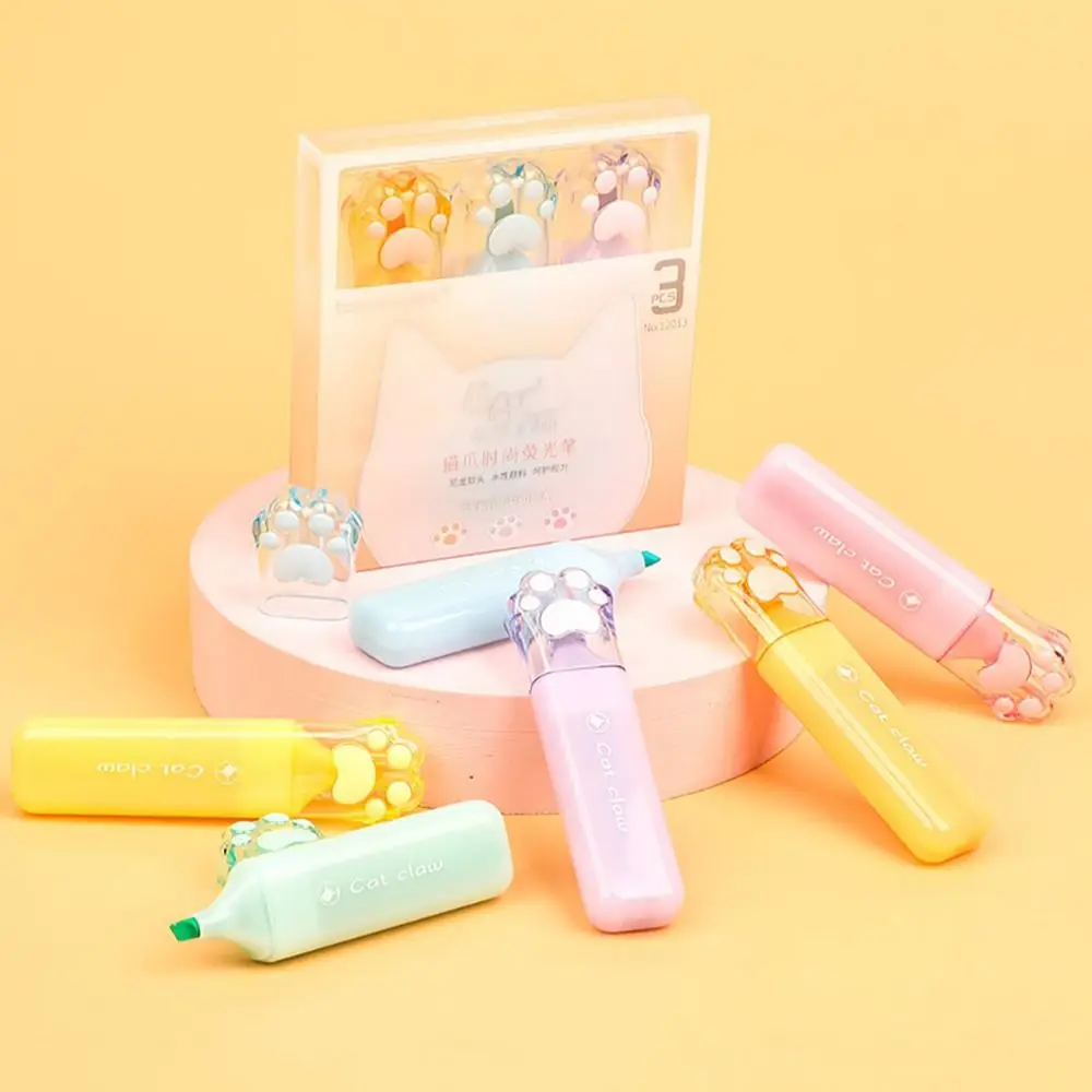 

New Plastic Cat Claw Color Highlighters School Supplies Stationery Drawing Art Markers Gift Fluorescent Pen Student