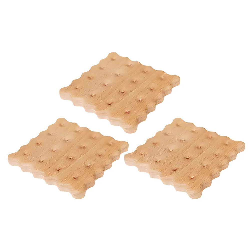 

3pcs Wooden Coasters Cookie Shape Cup Pads For Drinks Table Protection Home Decor Kitchen Coffee Insulation Mats