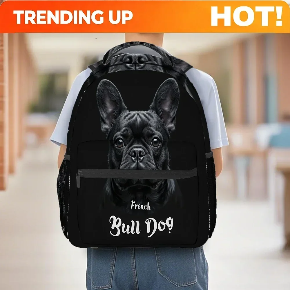 Custom Bag 1pc 2D Flat Printing French Bulldog Double Sided Printed Backpack, Lightweight And Stylish, Perfect For Students And