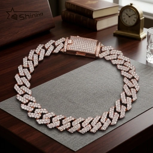 

10K 14K 18K Real Gold VVS Moissanite Cuban Link Chain Bracelet 10MM Two Rows Hip Hop Jewelry Men