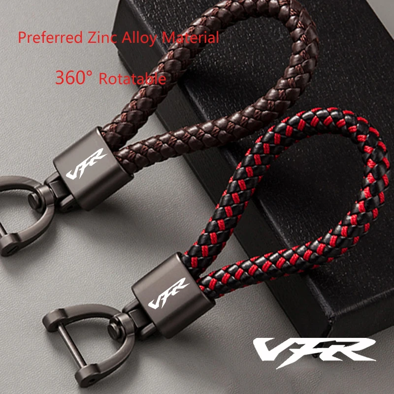 For Honda VFR750 VFR800 VFR 800 800X 750 1200F VFR800F Accessories Custom LOGO Motorcycle Braided Rope Keyring Metal Keychain