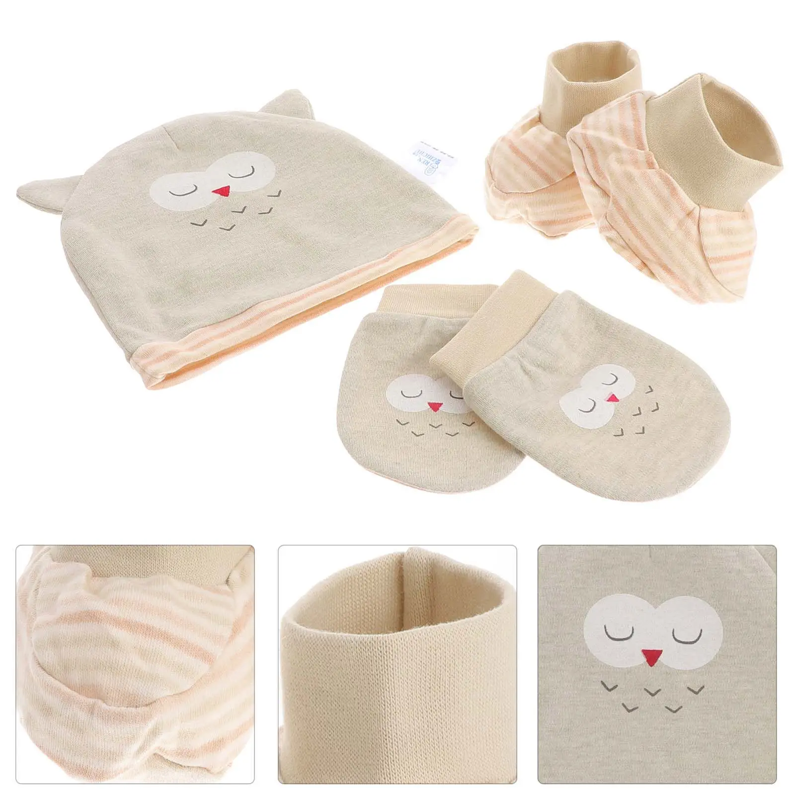 1Set Newborn Hat Set Baby Cute Small Tiger Shape Beanie Soft Warm Gloves Shoes Accessories Winter Clothes